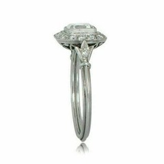 Art Deco Style Lab Created Diamond Edwardian Engagement 14K White Gold FN Ring