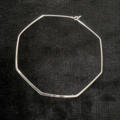 Earrings Hoop Silver Tone Octagon Everyday Basic Modern Chic Minimalist Thin Y2K