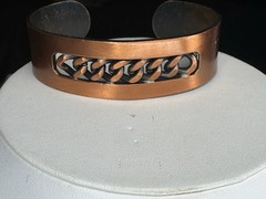 Vintage Genuine Copper Solid Copper Cuff Bracelet Center Cuban Link Unisex