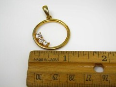 Vintage Gold Tone Open Circle Pendant with 3-Stone Crystal Accent Slide Charm