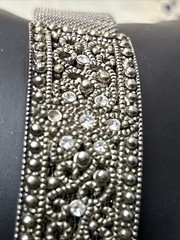 Vintage Square Marcasite Mesh Band Bracelet Magnetic Clasp 7″