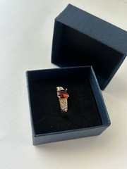 Vintage Red Cubic Zirconia Ring Gold Plated Womens Size 8.5