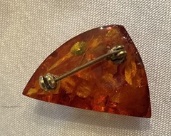 Small Vintage Amber insect fossil Pin Brooch 1.5”