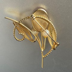 Cameo Lot Brooch & 2 Stick Pins Gold Tone Resin Faux Pearl Vintage UNBRANDED