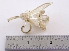 Vintage Sterling Silver Filigree Flower Brooch Figural Floral Pin 925 8g 2.25 In
