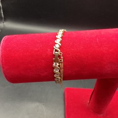 Vintage Gold Tone S Link Tennis Bracelet With Cubic Zirconias 7in