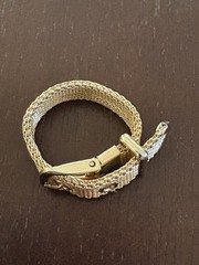 Vtg Gold Tone FLEXIBLE Mesh 3 Hole Adjustable BELT BUCKLE RING Japan RETRO MCM