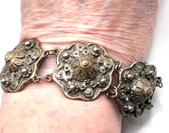 Antique 1900’s Rice Weiner “Estruscana” Panel Bracelet Antique Silver Tone 7″