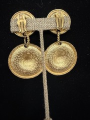 Vintage Anne Klein Couture Gold Tone Clip-On Earrings Runway Style Unsigned