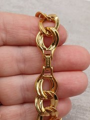 Vintage Signed Monet Gold Tone chunky double-link chain bracelet Estate Jewelry