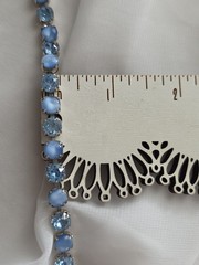 1960s Blue Moonstone Glass Rhinestone Choker Necklace 16″ Silvertone
