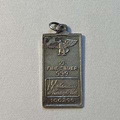 Vintage Sterling Silver .999 IMM Eagle Bar Charm Bullion Style 1.03g
