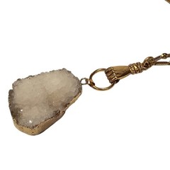 Designer John Wind Maximal Art Hand Door Knocker Geode Gold Tone Necklace
