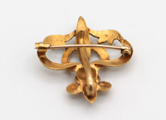 Antique 14K Gold Fleur De Lis Seed Pearl Brooch Pin & Pendant 3.1g