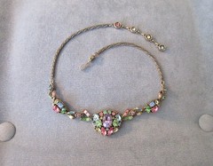vintage signed 1955 HOLLYCRAFT NECKLACE multi color pastel rhinestones