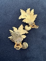 Vintage 1995 MMA Gold Tone Leaf Pierced Earrings Signed