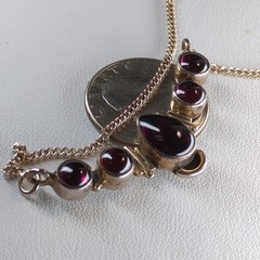 Vintage Sterling Silver Purple Rhodolite Grape Garnet Cabochon Necklace 18″ Bali