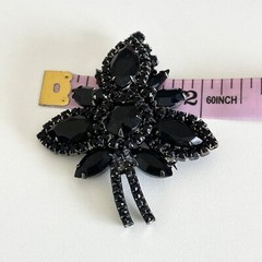 Vintage Jet Black Rhinestone Juliana? D&E Flower Plant Statement Brooch Pin