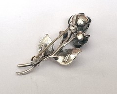 Brooch Branch Rose Flowers 925 Silver THEODOR KLOTZ Pforzheim “TEKA” Z751
