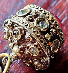 Vintage Benedikt N. Y. Etruscan Fob Charm Bracelet Chunky Etruscan Revival 7″