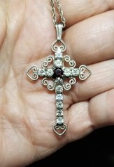 Vintage Gold Electroplate Crystal & Garnet Cross J I Lind Australia