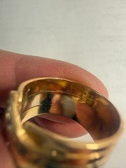 VINTAGE 18K TRICOLOR GOLD DIAMOND WAVE BAND RING 750 YELLOW WHITE ROSE 8 G 7