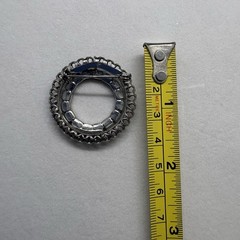 Blue Rhinestone Double Ring Brooch Pin