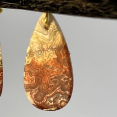 Crazy Lace Agate Teardrop Earrings Gold French Wire lightweight Gemstone Boho