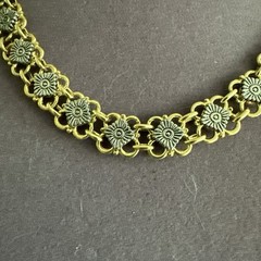 Vintage Two-tone Chain Link Choker Necklace 20″-Adjustable Bold Reversible
