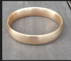 Antique Gold Filled GF Bangle Bracelet 36g, 7.5in, 1/2in Wide, Polished, Hinged