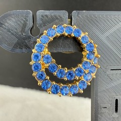 Vintage Rhinestone Pierced Earrings Gold Tone Blue Sparkle