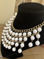 100% Vintage (not Inspired) Bib Necklace 4 Strands Cuban Like Heavy Chains