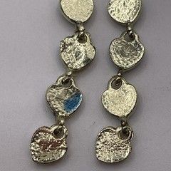 Earrings Rainbow Hearts Long Gold Tone Dangle Metal Pierced Jewelry