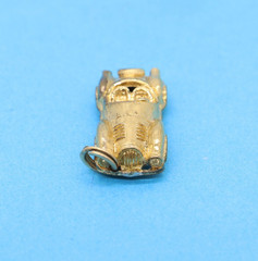 Vintage Yellow Tone Gold Wash Sports Race Car Charm Pendant