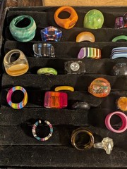 40+ Vintage Bakelite Lucite Etc plastic ring collection! Many sizes & designs!