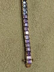 Vintage Multi Color Rainbow Tennis Bracelet Gold Tone over 925 Sterling Silver