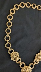 Vintage Kenneth Jay Lane KJL Triple Lion Head Door Knocker Necklace 18”