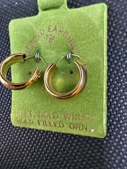 Vintage Solid 14kt Gold Earwire Gold Filled Hoop Earrings 1.34g NOS