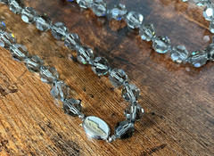 SAL Smoky Hand Strung Faceted Sparkly Beaded Swarovski Crystal 35″ Necklace
