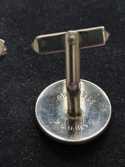 Vintage Swank Sterling Silver Round Cufflinks Geometric Art Deco