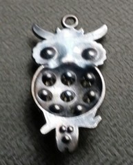 Vintage metal and color rhinestones OWL BIRD pendant