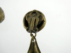 Vintage Donna Karan Brass Tone Metal Clip on Earrings DK Co Hallmark