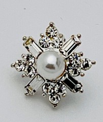 Vintage Charlestone Silver Tone Faux Pearl 32 Crystal Titanium Post Earrings