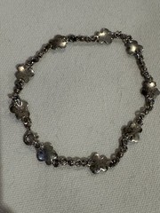 Vintage Silver Plate? and Faceted Blue Rhinestone 8.5” Bracelet