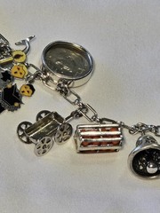 Vintage 1960s Sterling SIlver 925 Charm Bracelet Wells Beau JMS P&B 14 Charms