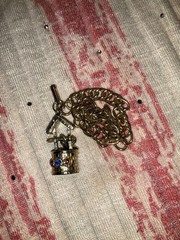 Vintage 1950’s Gold Tone 3D Wishing Well with Stones Charm Bracelet