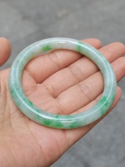 MADE IN-HOUSE TYPE A Untreated Burmese Jadeite Jade Pastel GREEN Bangle (55.8mm)