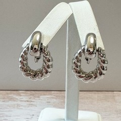 Napier Vintage Twisted Door Knocker Style Screw back Clip Earrings Silver Tone