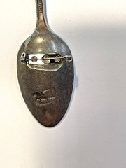 VTG Artisan Hand Painted Spoon SILVER PLATE LIGHT HOUSE SEA GULLS PIN BROOCH