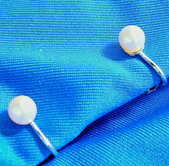 Elegant Original Vintage 6 millimeters PEARL Earrings 14K WHITE GOLD Deco Studs